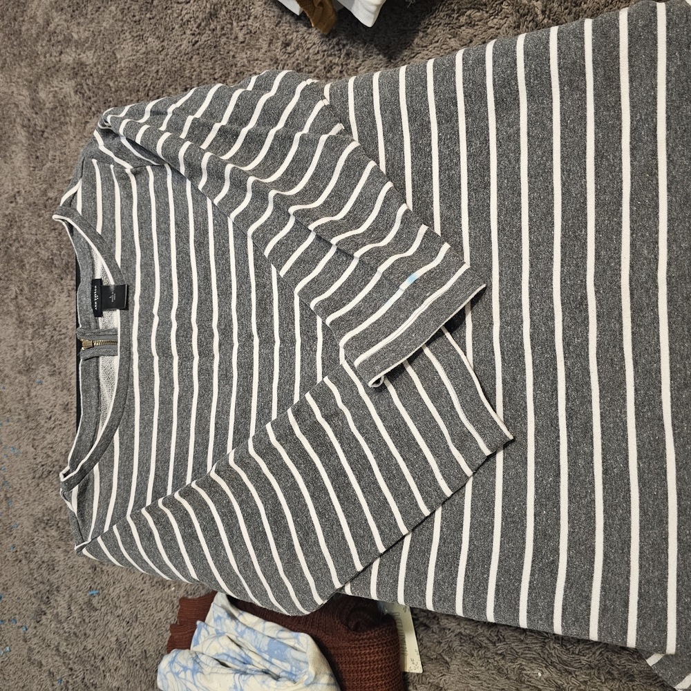 Striped Gray and White Sweater Dress